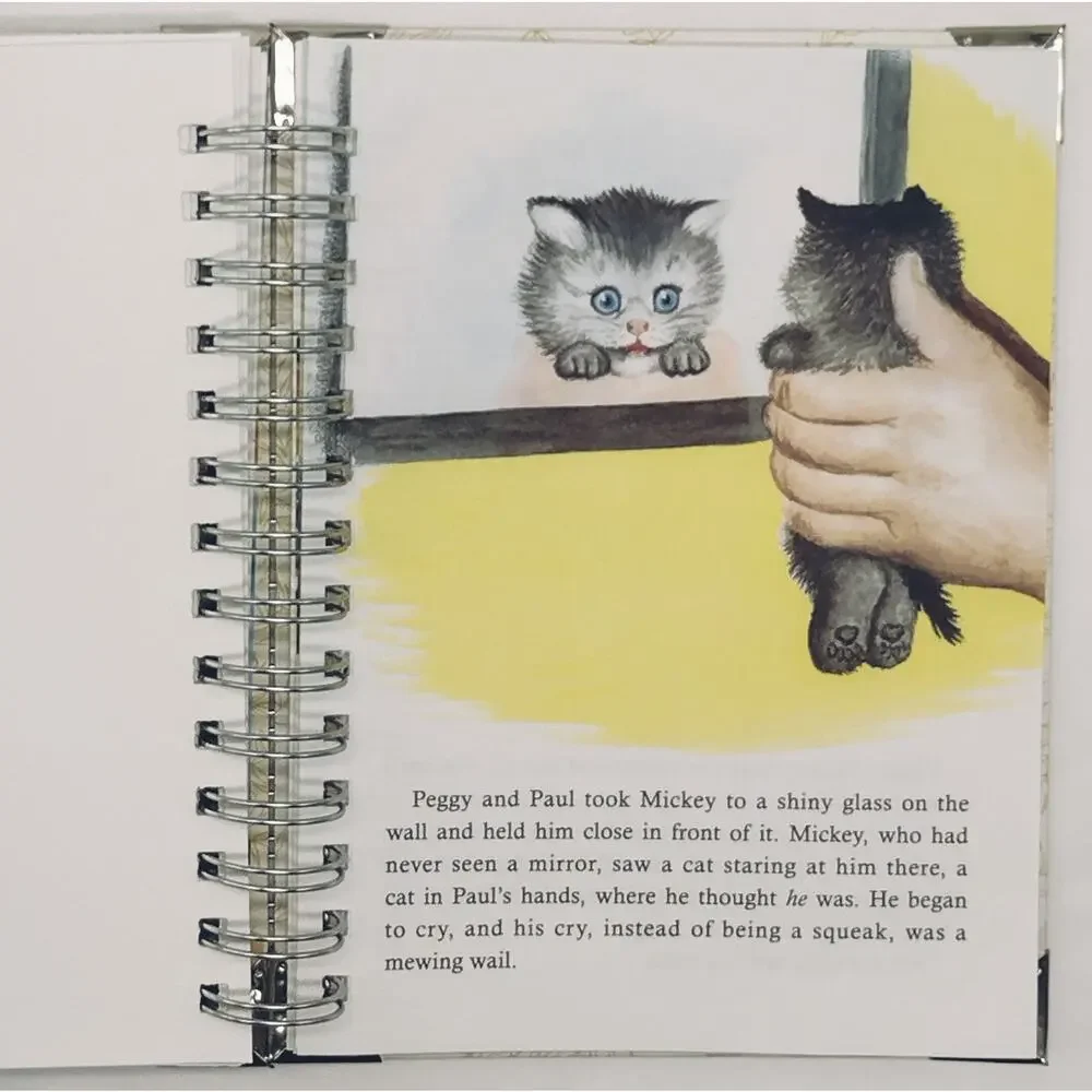 Recycled Spiral Notebook Diary, The Kitten Who Thought, Altered Book Journal